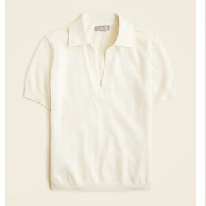 J. Crew Ivory Short Sleeve 100% merino wool top NWT